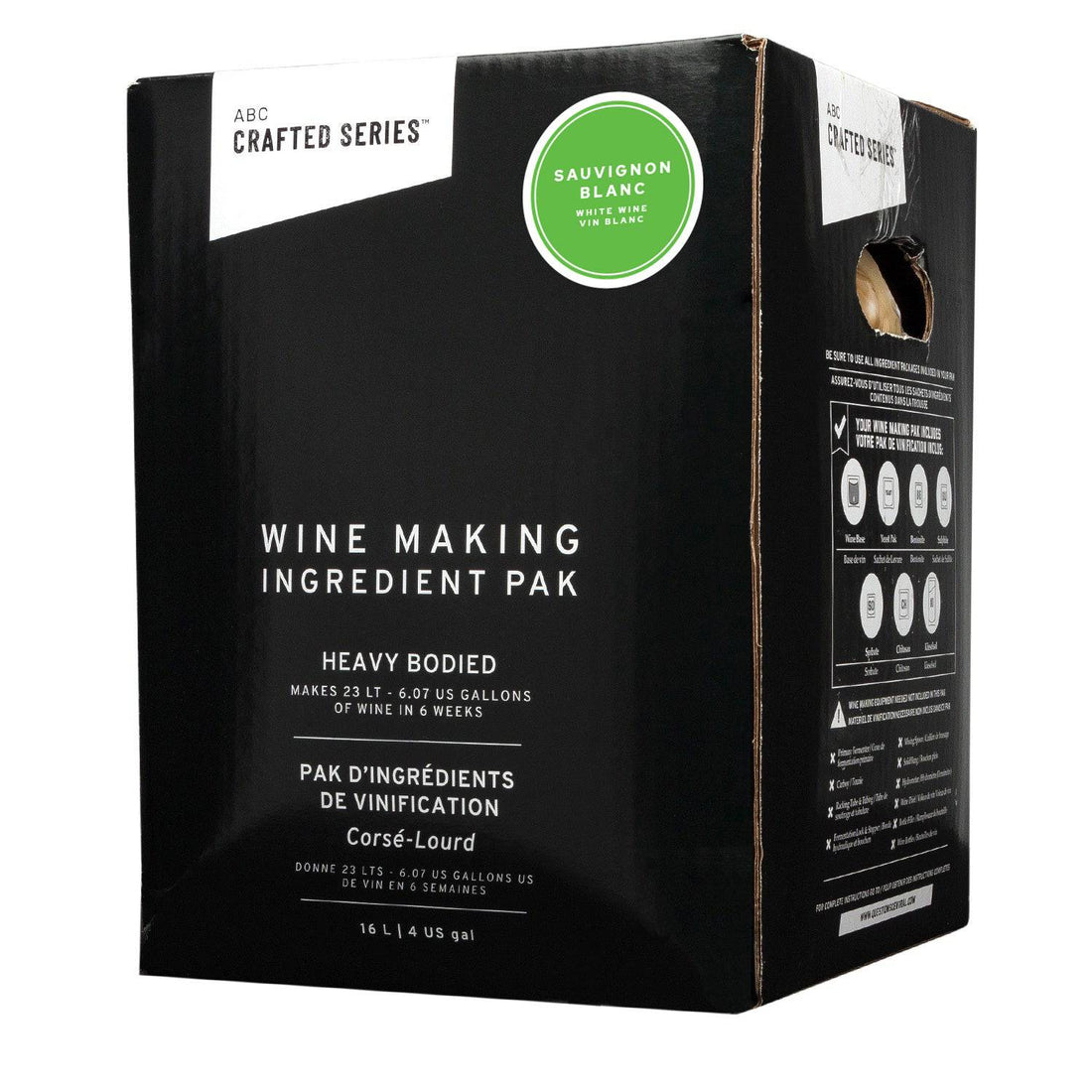 Crafted Series Sauvignon Blanc 13.5% heavy-bodied white wine kit, 16 L juice pack that makes 23 L