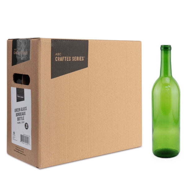 Bordeaux Green Glass Bottle Case of 10 (750 ml / 25.36 oz)