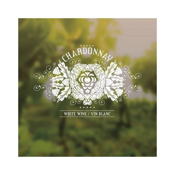 Chardonnay Etching with Blurred Background Pack of 30 Wine Labels (3.78 in x 3.78 in / 9.6 cm x 9.6 cm)