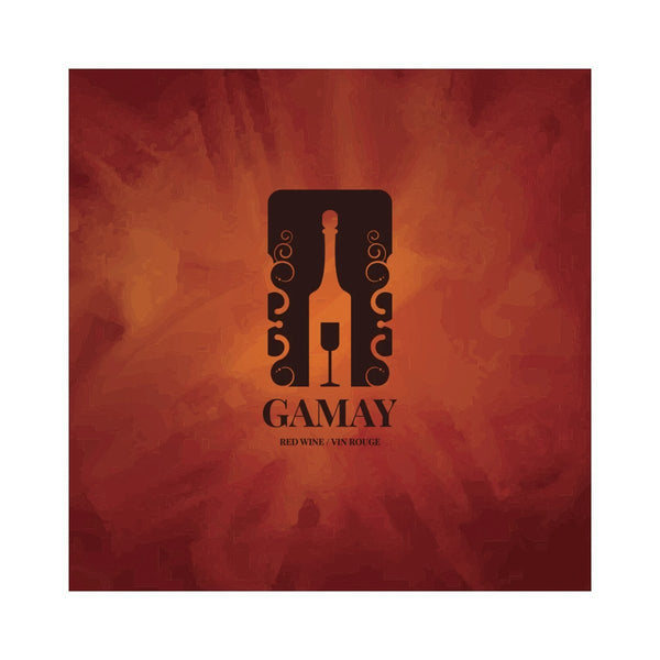Gamay Wine Glass in Bottle Abstract Pack of 30 Wine Labels (3.78 in x 3.78 in / 9.6 cm x 9.6 cm)