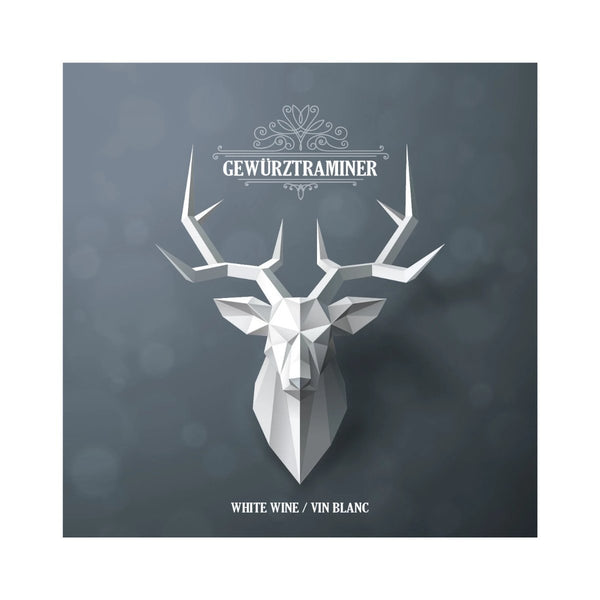 Gewurztraminer Triangular Paper Deer Head Pack of 30 Wine Labels (3.78 in x 3.78 in / 9.6 cm x 9.6 cm)