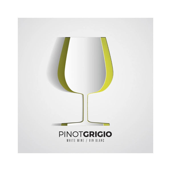Pinot Grigio Paper Wine Glass Cutout Pack of 30 Wine Labels (3.78 in x 3.78 in / 9.6 cm x 9.6 cm)