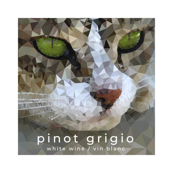 Pinot Grigio Cat with Green Eyes Pack of 30 Wine Labels (3.78 in x 3.78 in / 9.6 cm x 9.6 cm)