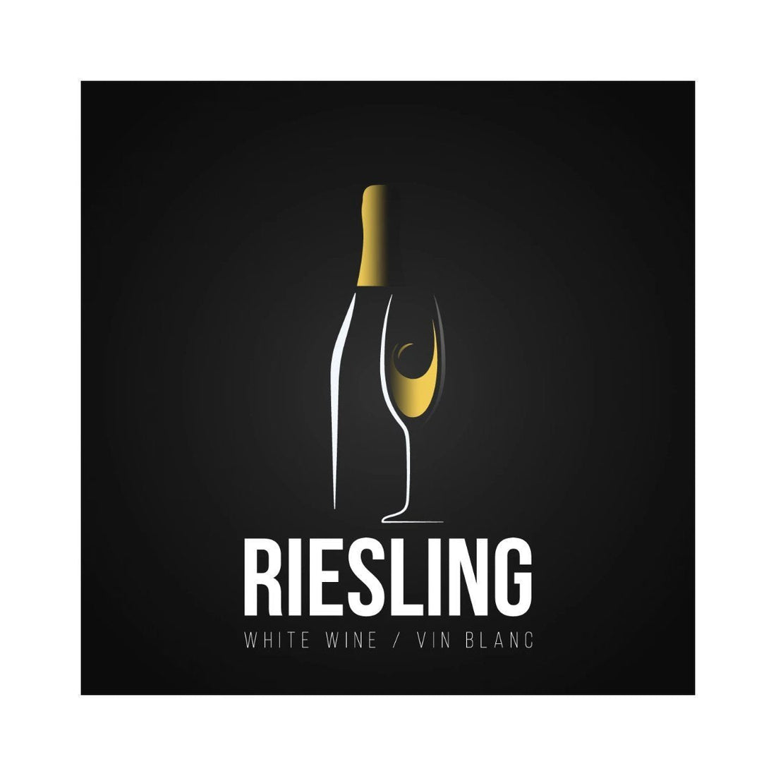 Riesling Golden Bottle and Glass of Wine Pack of 30 Wine Labels (3.78 in x 3.78 in / 9.6 cm x 9.6 cm)
