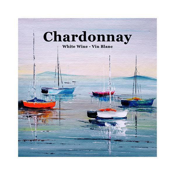 Chardonnay Sailing Boat Pack of 30 Wine Labels (3.78 in x 3.78 in / 9.6 cm x 9.6 cm)