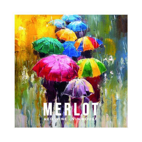 Merlot Rainy Day Pack of 30 Wine Labels (3.78 in x 3.78 in / 9.6 cm x 9.6 cm)