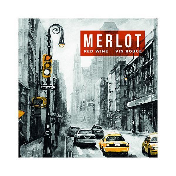 Merlot Street View of New York Pack of 30 Wine Labels (3.78 in x 3.78 in / 9.6 cm x 9.6 cm)