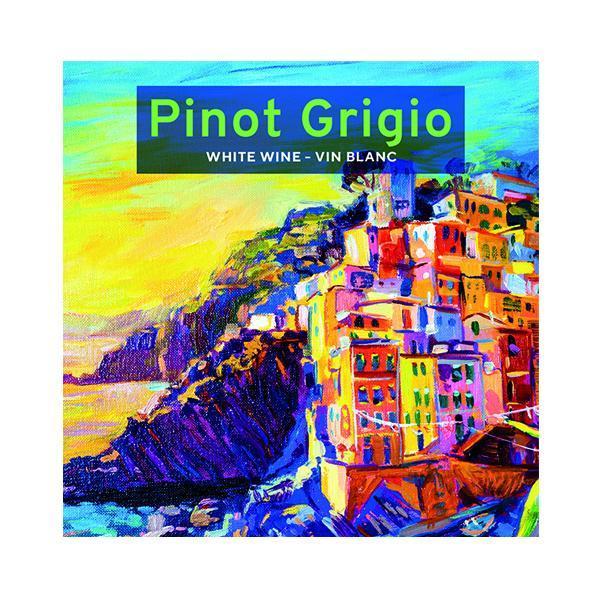 Pinot Grigio Stylized Italian Coast Pack of 30 Wine Labels (3.78 in x 3.78 in / 9.6 cm x 9.6 cm)