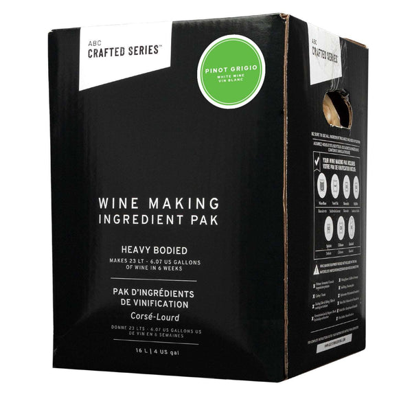 Crafted Series Pinot Grigio 13.5% heavy-bodied white wine kit, 16 L juice pack that makes 23 L