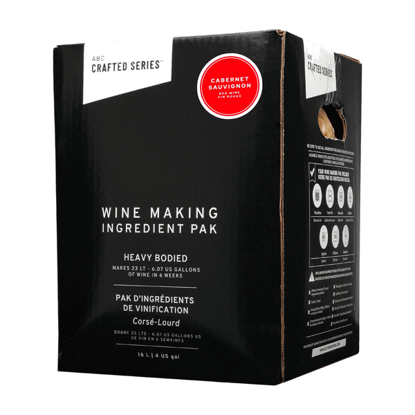 Crafted Series Cabernet Sauvignon 13.5% heavy-bodied red wine kit, 16 L juice pack that makes 23 L