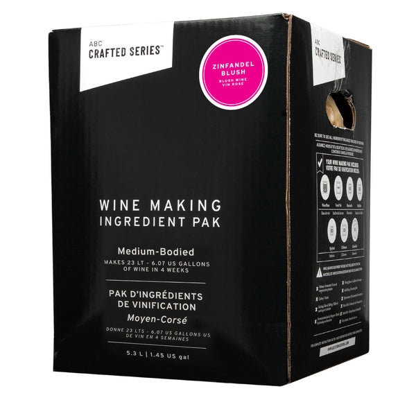 Crafted Series Zinfandel Blush 11.5% medium-bodied blush wine kit, 5.3 L juice pack that makes 23 L